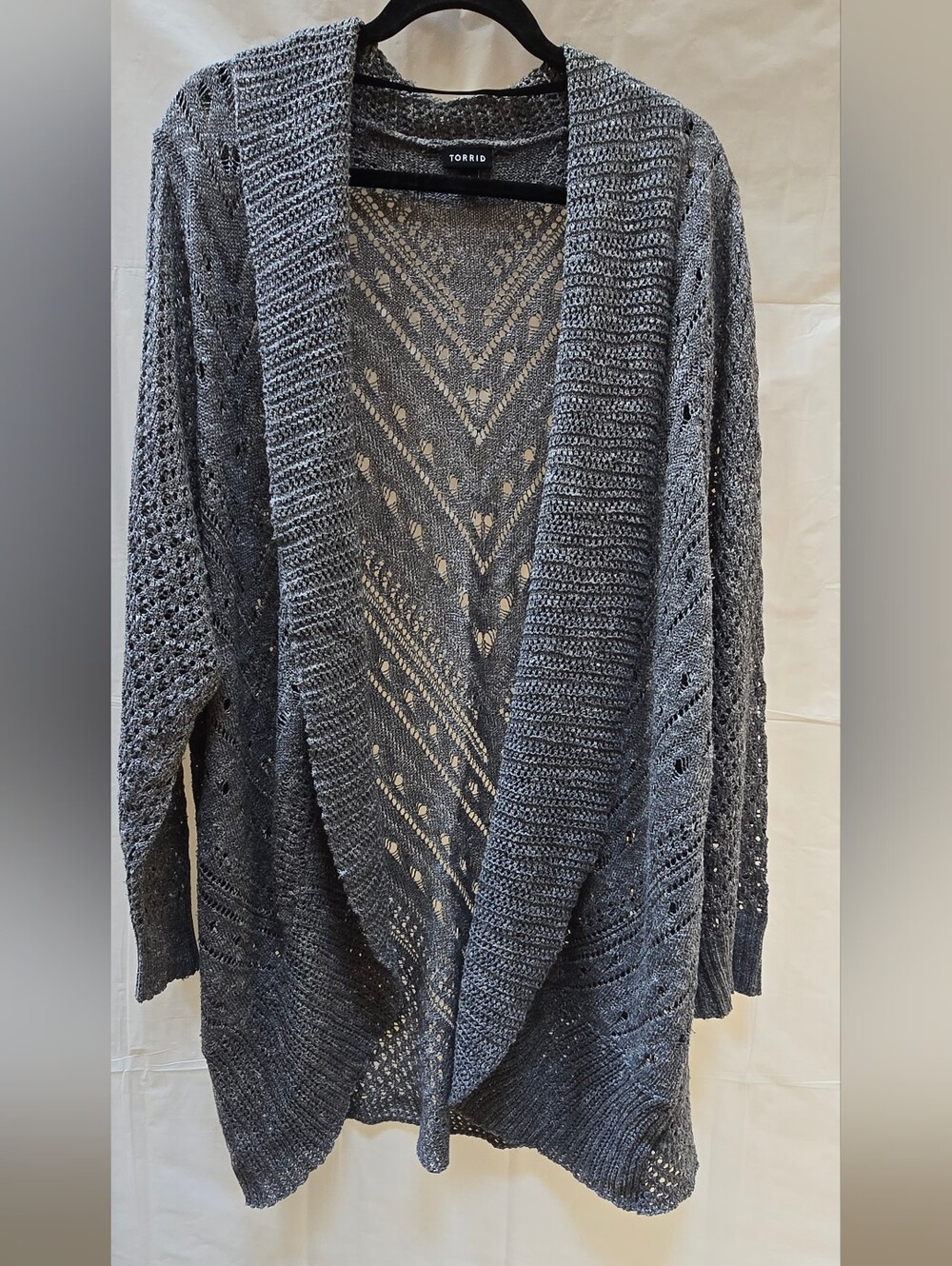 Torrid Gray Open Front Pointelle Knit Cardigan Size 4 Plus Size